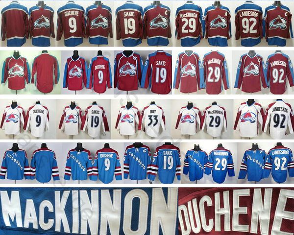 

2018 New AD Colorado Avalanche Jerseys Red White Blue 9 Matt Duchene 19 Joe Sakic 29 Nathan MacKinnon 92 Gabriel Landeskog Hockey Jersey