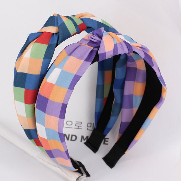 

new korean fashion plaid scrunchy hairband women girls hair head bands hoop accessories for women headband hairbands headdress