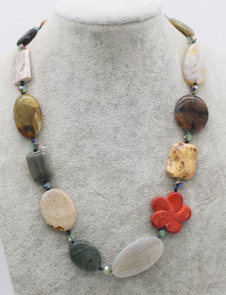 

coral agate jade mix-color shape necklace 19inch fppj wholesale beads nature, Silver