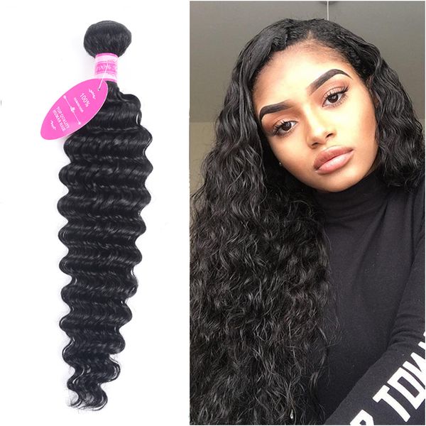 

deep wave human hair weaves bundles jet black 100% remy hair extensions weft curly hair 8-28 inch bundles