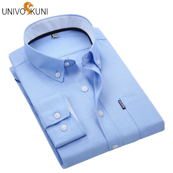 

univos kuni 2018 новые поступления мужской сплошной цвет slim fit dress shirt smart casual с длинным рукавом рубашки мода хлопчатобумажные р, White;black