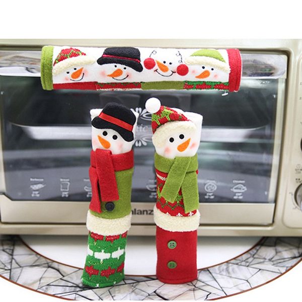 3PCS / Set Decorazioni natalizie Coprivasi frigorifero Accessori da cucina Forno a microonde Lavastoviglie Maniglia Panno Protector