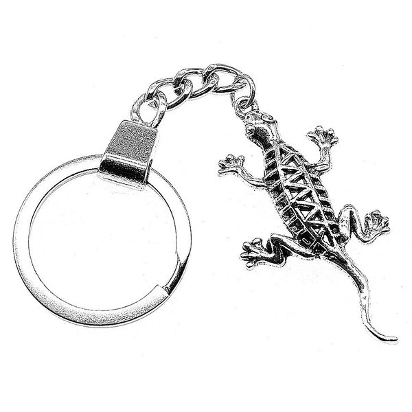 

6 pieces key chain women key rings car keychain for keys gecko lizard 50x26mm, Slivery;golden