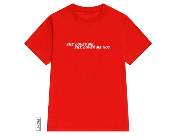 

letter she loves me printing short-sleeved t-shirt women loose bf wind top, White