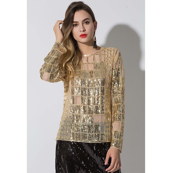 gold evening wear tops