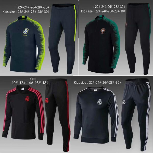 Großhandel 2018 19 Beste Top Real Madrid Fußball Jersey Trainingsanzug Kinder Fußball Chandal Fußball Trainingsanzug Jungen Trainingsanzug Dünne Hosen trainingsanzug kinder real madrid