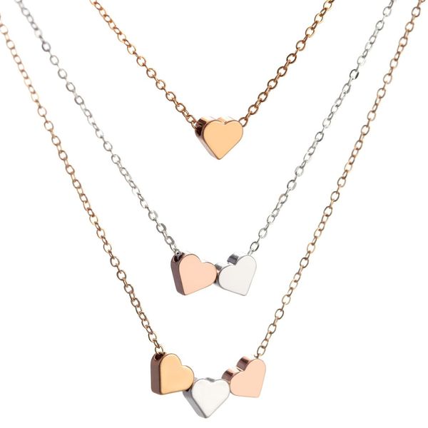

hesiod simple design multilayer silver gold chain heart pendant necklace for women