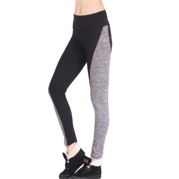 

1pc women fitness trousers double color mid leggings high waist leggings women's summer the new 2018, Black