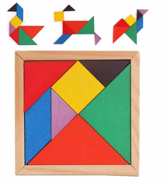 

Children kid educational tangram hape wooden puzzle toy mini wooden toy brand block holder colorful tangram