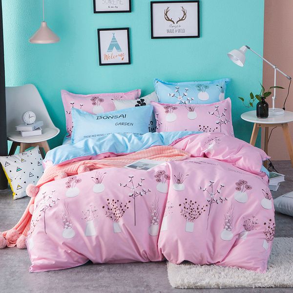 

pink system home textile printed for teen kid bedding set bed cover bed sheet duvet cover pillowcase linen bedclothes