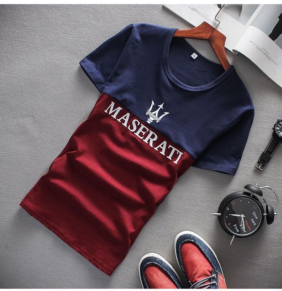 

Мужские футболки MASERATI Письмо Печатные повседневные футболки Летние мужские футб