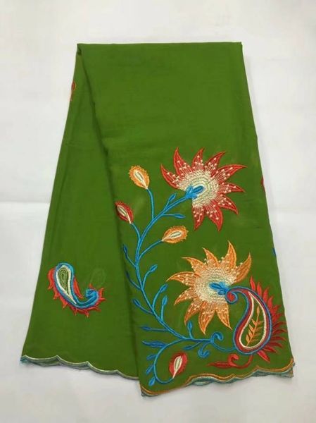 

5 yards/pc most popular green african cotton fabric and nice flower embroidery swiss voile lace for clothes jc13-10, Black;white