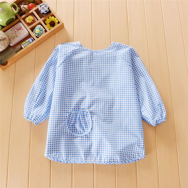 

children feeding bib plaid apron baby waterproof long sleeve bib art painting bibs feeding clothing lattice