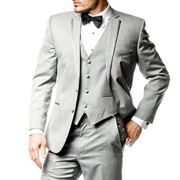 

gray business men suits 2018 classic style three piece notched lapel custom made grey wedding groom tuxedos (jacket + pants + vest), Black;gray