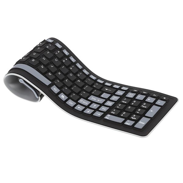 Portátil teclado sem fio 2.4G Água flexível resistente silicone suave Mini Keyboard com receptor USB para Tablet PC Computer