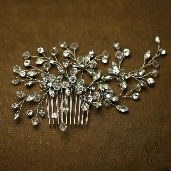

handmade silver leaf wedding headpiece vintage bridal hair comb accessories women hairwear, Golden;white