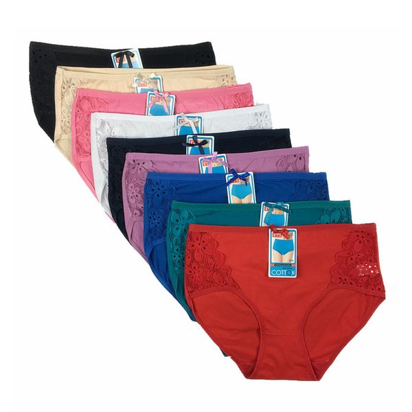 

new large size pure cotton underwears women panties hollow briefs xxxl 4xl 5xl 11 colors for lace, Black;pink