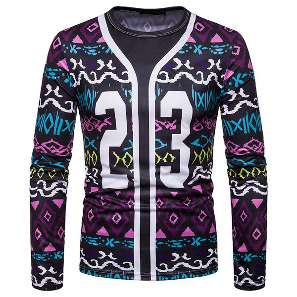 

tribal ethnic print t shirt baseball shirt 2018 fashion fake two pieces t-shirt men harajuku hip hop streetwear baseball jersey, White;black