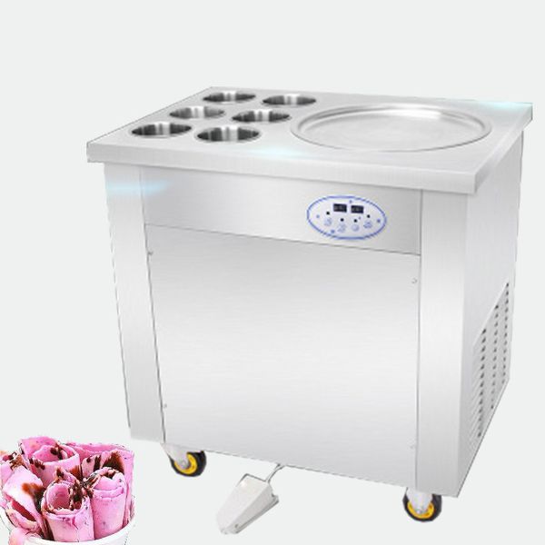 

single round flat pan instant ice cream making cold plate thailand stir fry fried ice cream roll machine 110v 220v