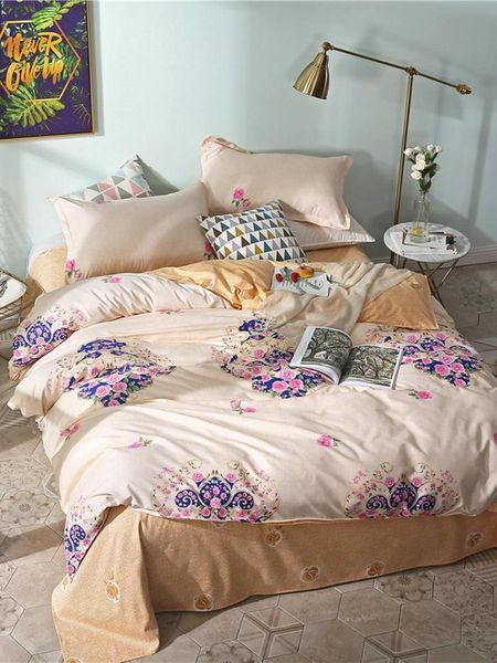 

3/4 pcs bedroom bedding set sweet floral pattern comfy bed linens