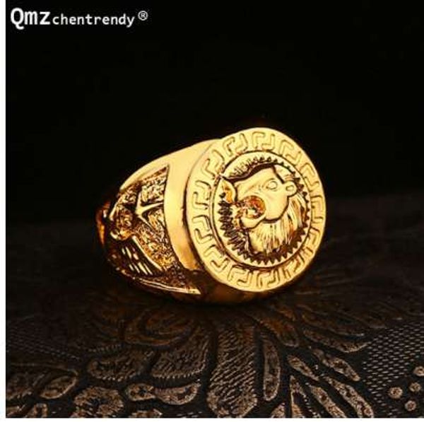 

cost price gold hip hop men's punk style rapper lion head star rings gold finger rapper ring men, Golden;silver