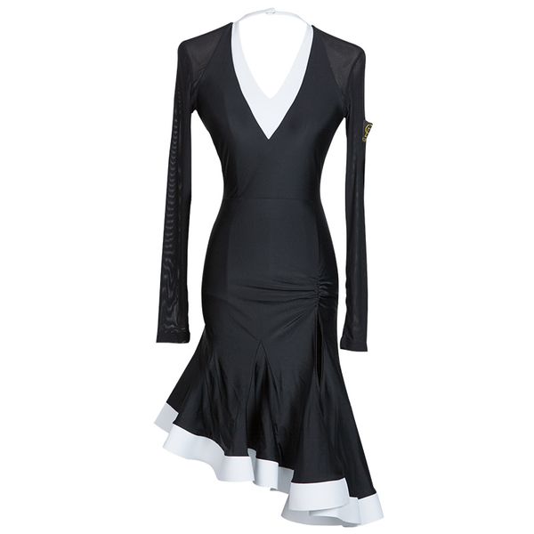 

long sleeves women latin dresses for sale latin dance dress samba dress samba costume salsa modern dance costumes, Black;red