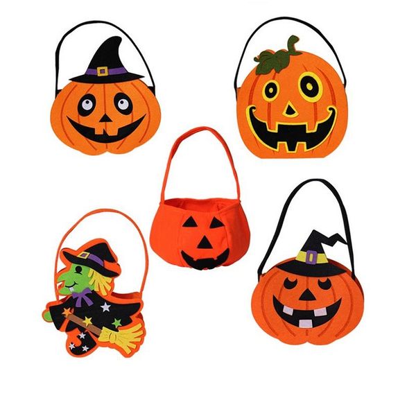 

halloween diy pumpkin candy bag tote bucket basket halloween ornament decor props party festival children kids fun gift bags