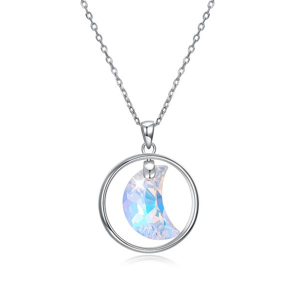

wonmen necklace authentic sterling silver moon star pendant necklace with clear cubic zircon for women fine jewelry