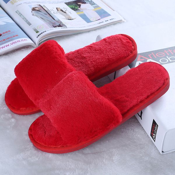 

2018 womens fur slippers winter shoes big size home slipper plush women indoor warm fluffy cotton shoes, Black
