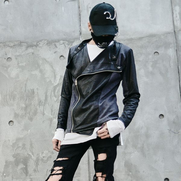 

men jacket hip hop casual jacket jaqueta masculina overcoat male chaqueta hombre streetwear coat stage show customes outerwear, Black;brown