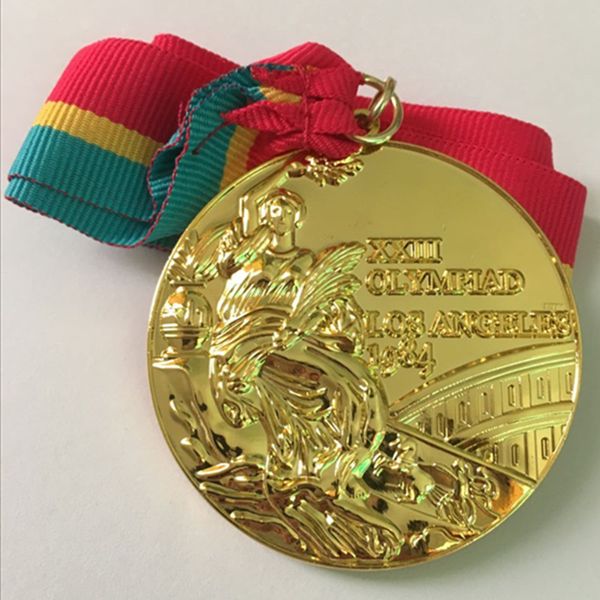 

10 pcs new arrival the 1984 los angeles olympic games gold medal with ribbon sport player award medal ing