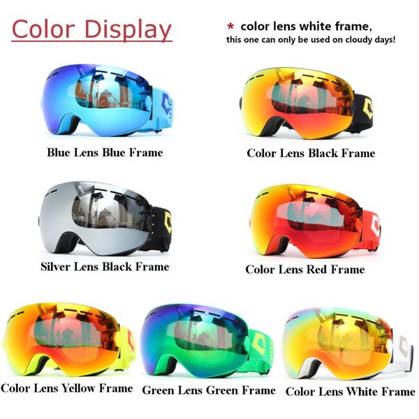 

snowboard ski goggles two layers lens spherical uv protection anti-fog men lady