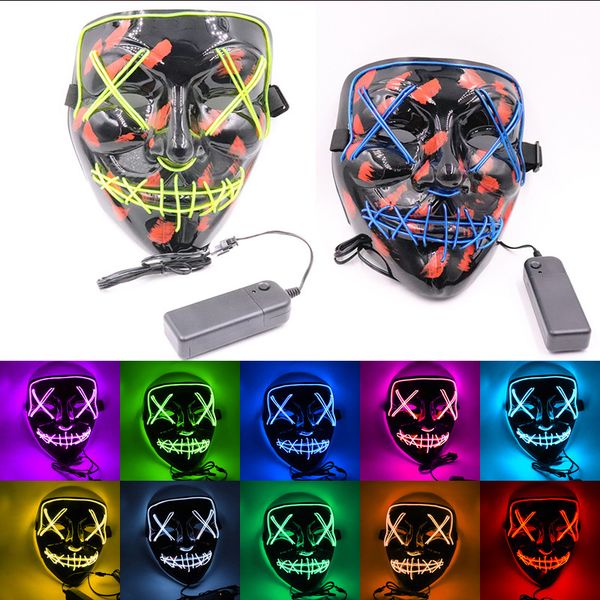 LED Light Mask Up Maschera divertente da The Purge Election Year Ottimo per Festival Cosplay Costume di Halloween