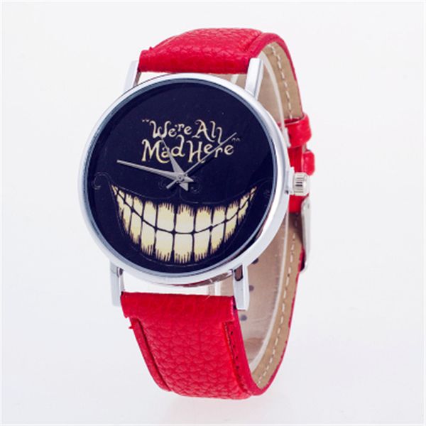 

2018 teeth dial men casual sports watch pu leather watches geneva watch female vintage femmes quartz wristwatches cretive gift, Slivery;brown