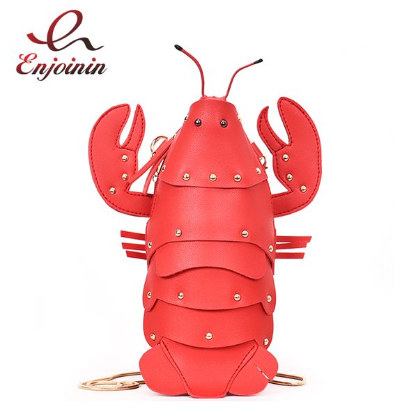 

fun unique boston lobster design pu leather fashion chain shoulder bag casual day clutches chain purse mini messenger bag bolsa