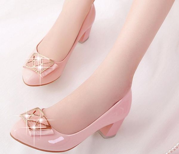 

send 2018 spring new style korean round head shallow mouth single shoes woman coarse heel high-heeled shoes, Black
