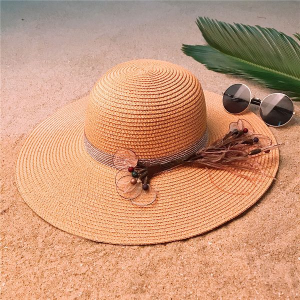 

summer women beach sun hat floppy wide brim fashion peacock feather dome bucket hat size 56-58cm, Blue;gray