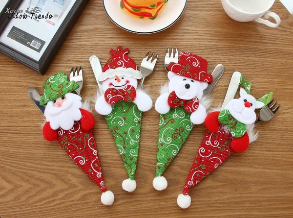 

ishowtienda new 1pc 23*7cm christmas xmas decor snowman kitchen tableware holder pocket dinner cutlery bag