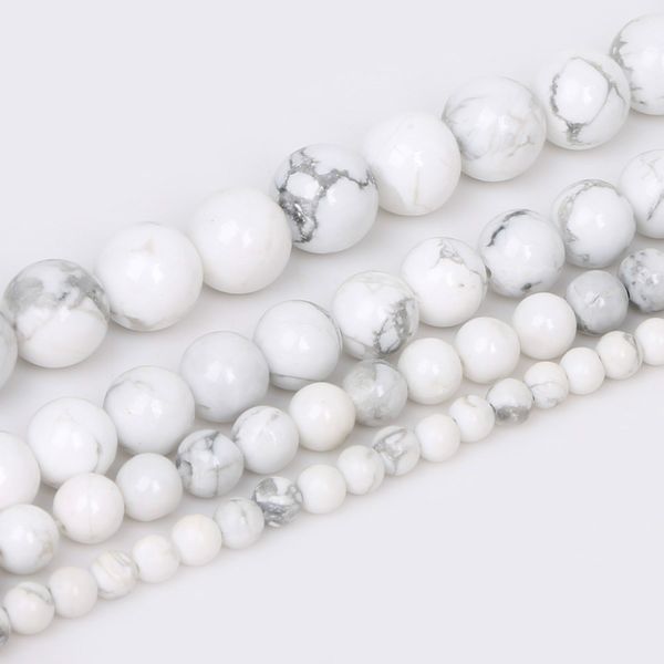 

4/6/8/10mm natural round white howlite stone dyed color loose spacer beads for fashion jewelry making diy bracelet wholesale, Black