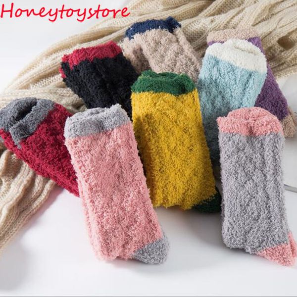 

winter women warm socks thick coral velvet fleece socks thickening terry casual sock, Black;white