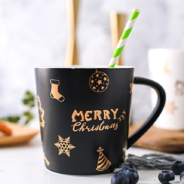 

new american christmas ceramic mug, gold christmas coffee, milk cup