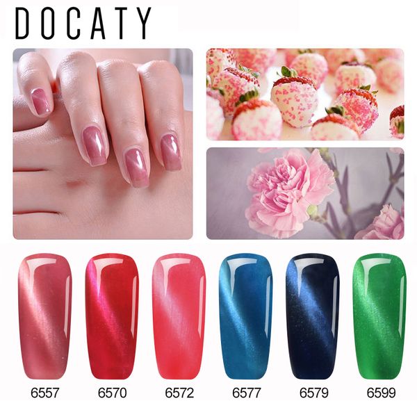 

docaty hybrid varnish magnetic color manicure glitter 3d lucky cat eyes nail polish 7ml 24 colors soak off nail long lasting, Red;pink