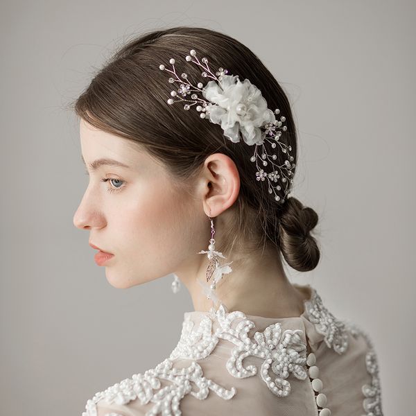 Nuovi copricapo da sposa Pettine per capelli con perle Strass Fiori Donne Gioielli per capelli Accessori per capelli per le spose BW-HP383