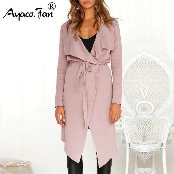 

womens autumn lapel irregular long sleeves trench coat new fashion lady open front cardigans trench coat winter female outerwear, Tan;black
