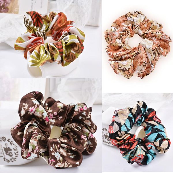 

classical floral women hair accesorios women girls no crease hair tie scrunchie ponytail holder rope
