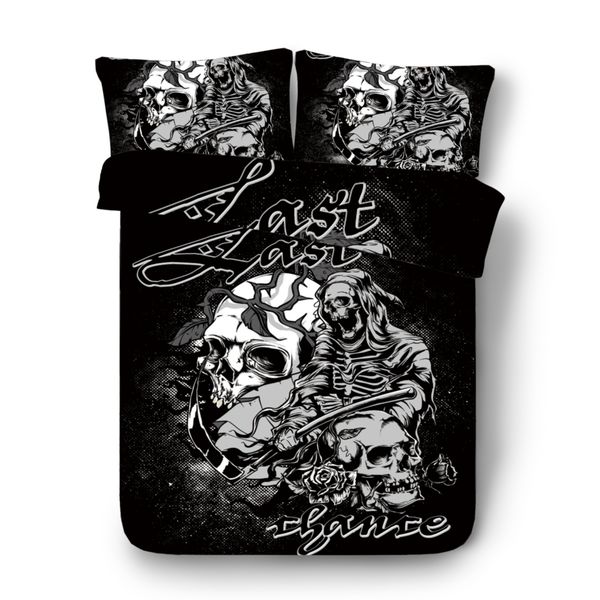 

drop shipping 3d black skull bedding set print duvet cover set bedclothes with pillowcase bed home textiles wy013