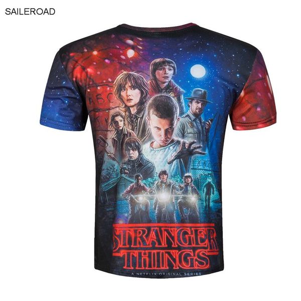 

fashion stranger things print funny fitness 3d character design mens t shirts summer hipster homme tees tees, White;black