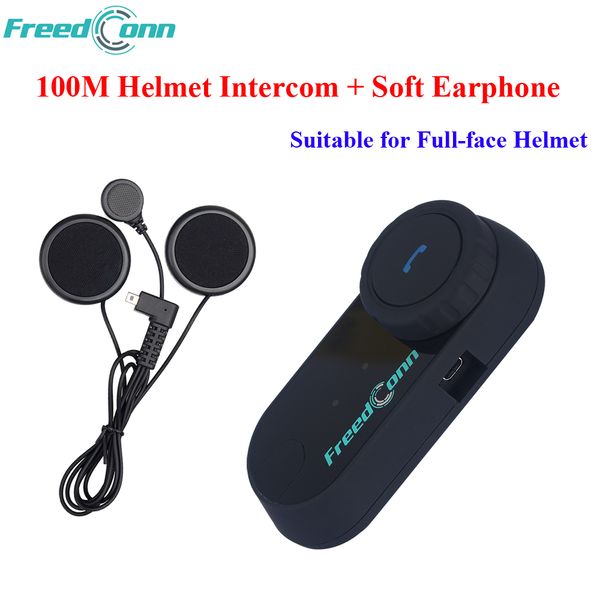 

FreedConn Soft Earphone FM T-COM OS Bluetooth Motorcycle Helmet Intercomunicador Motocicleta Motorcycle Riders Intercom Headsets