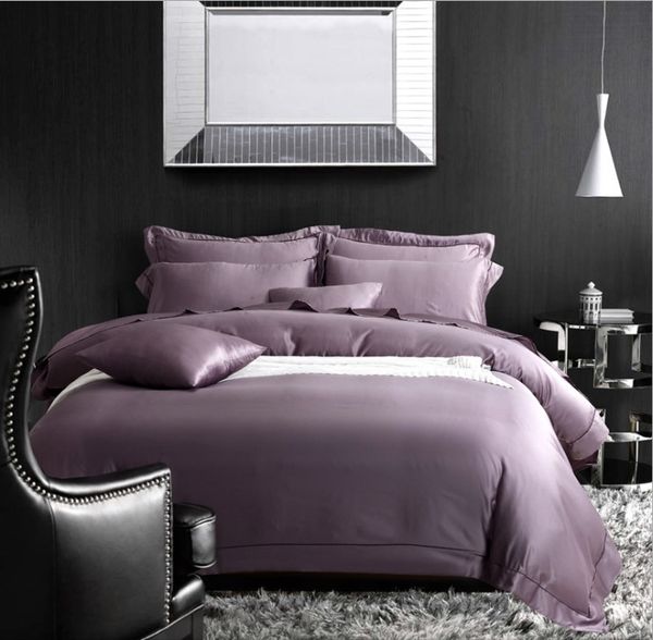 

pure color washed silk fabric bedding set simple style bed linen duvet cover & pillow case  king size bedclothes