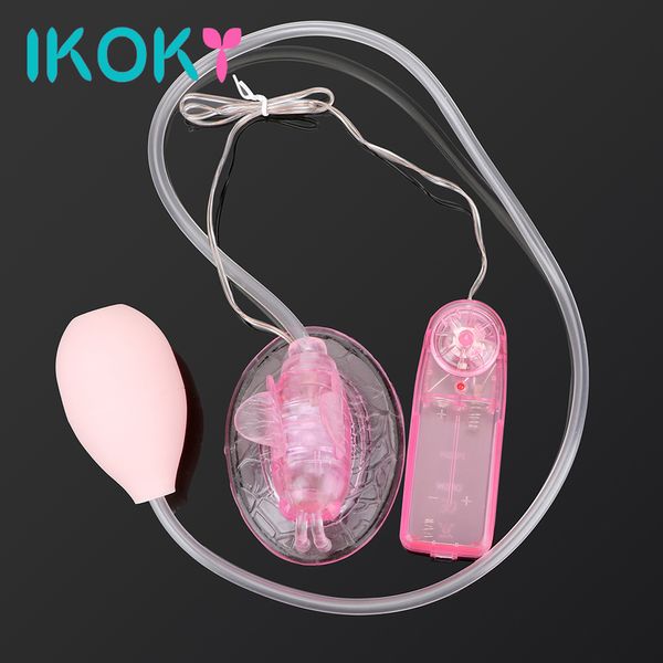 IKOKY Farfalla Vibratore Clit e Breat Sucker Vibrazione Giocattoli Sessuali Per Le Donne Pompa Figa Stimolatore Clitorideo Prodotti Erotici Per Adulti S1018